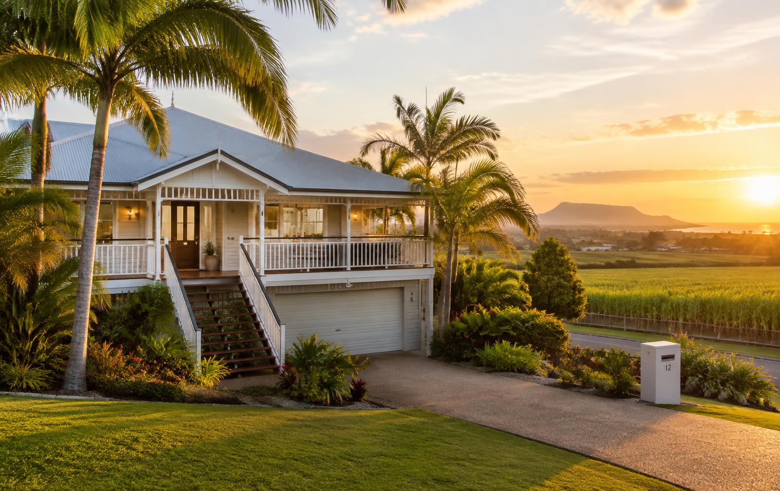 Queenslander home at sunset in Mackay